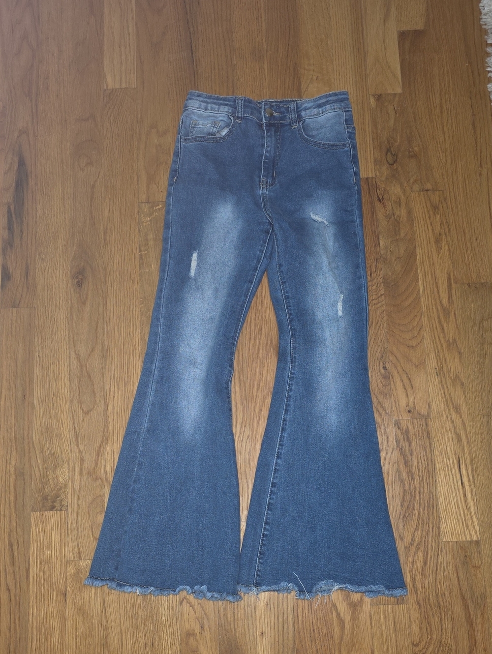 Girl's Flared Distressed Jeans - Blue